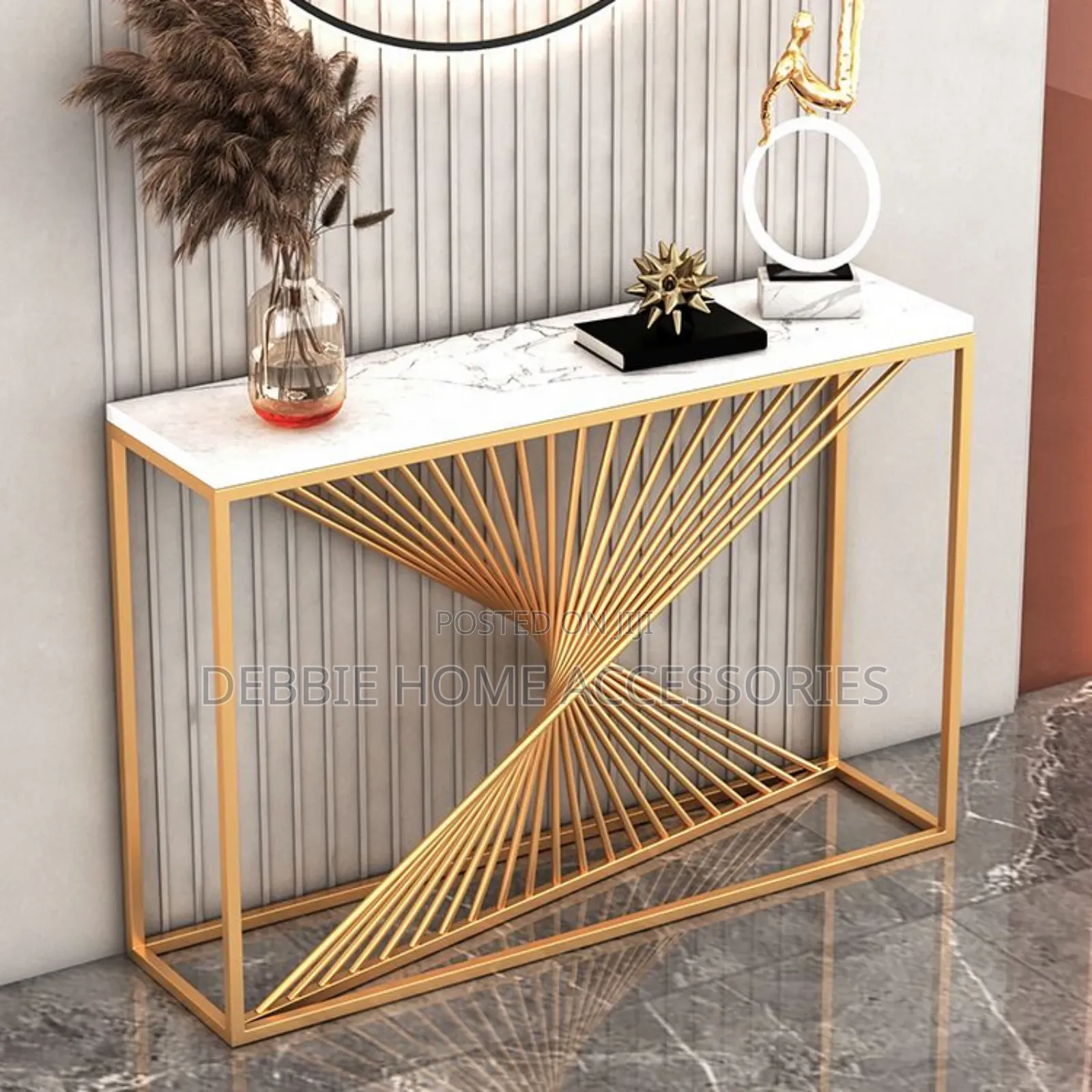 Geometric Spiral Base Console Table