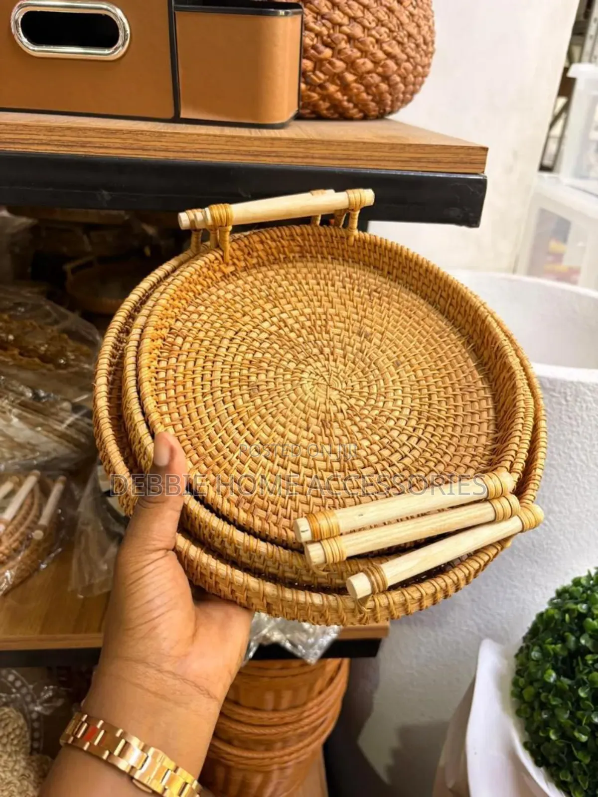 Hand-Woven Rattan Serving Tray Set