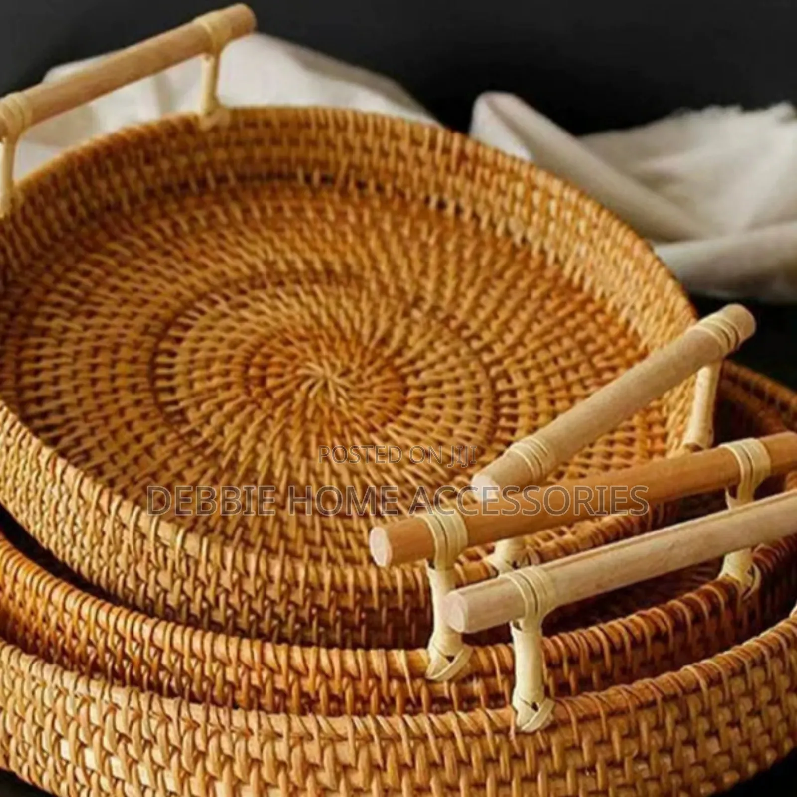 Hand-Woven Rattan Serving Tray Set