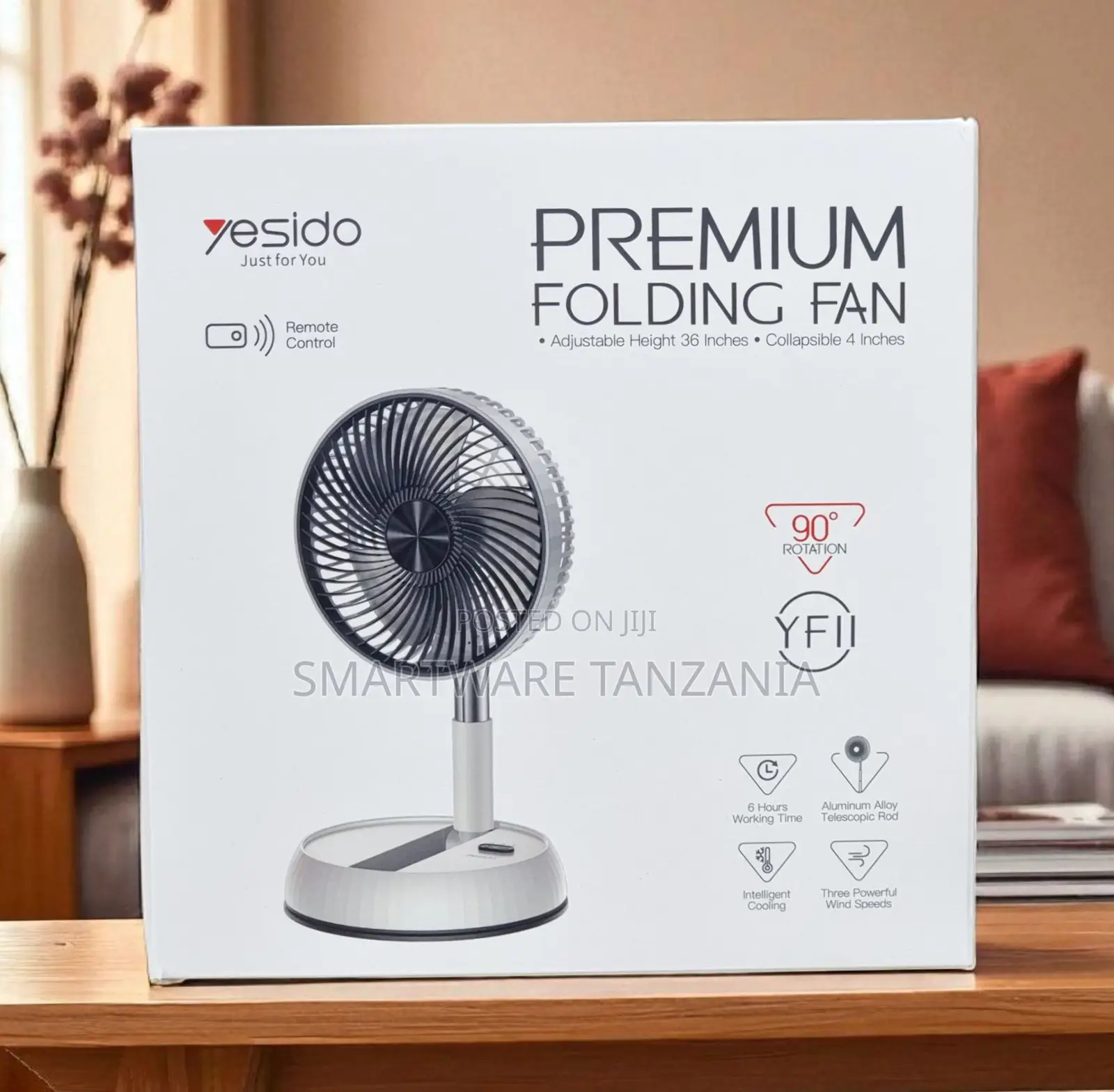 Yesido Premium Folding Fan Yfii With Remote And 90 Degree Tilt