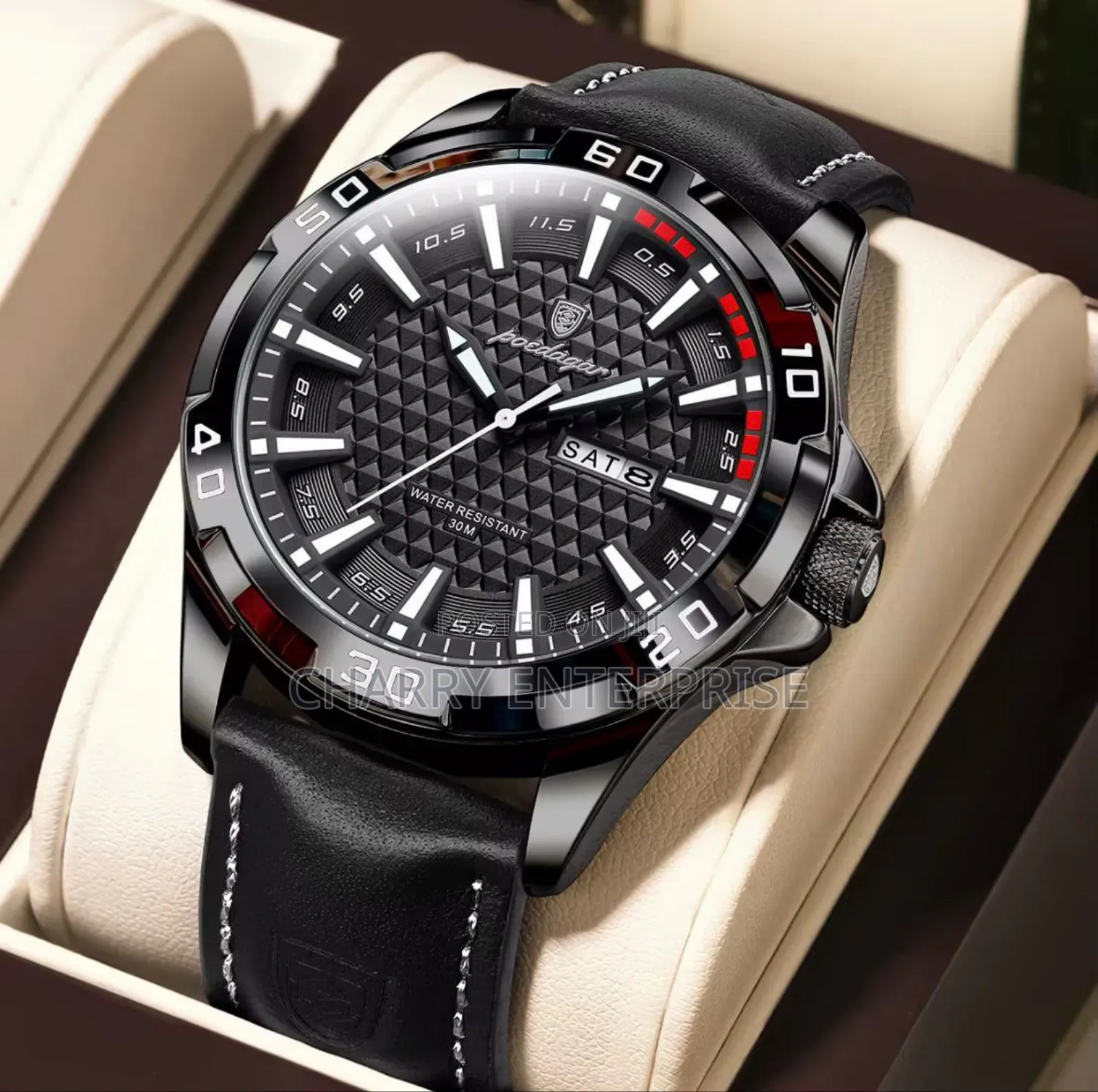 Poedagar Classic Watch Shows Days and Date Full Box Water Resistant
