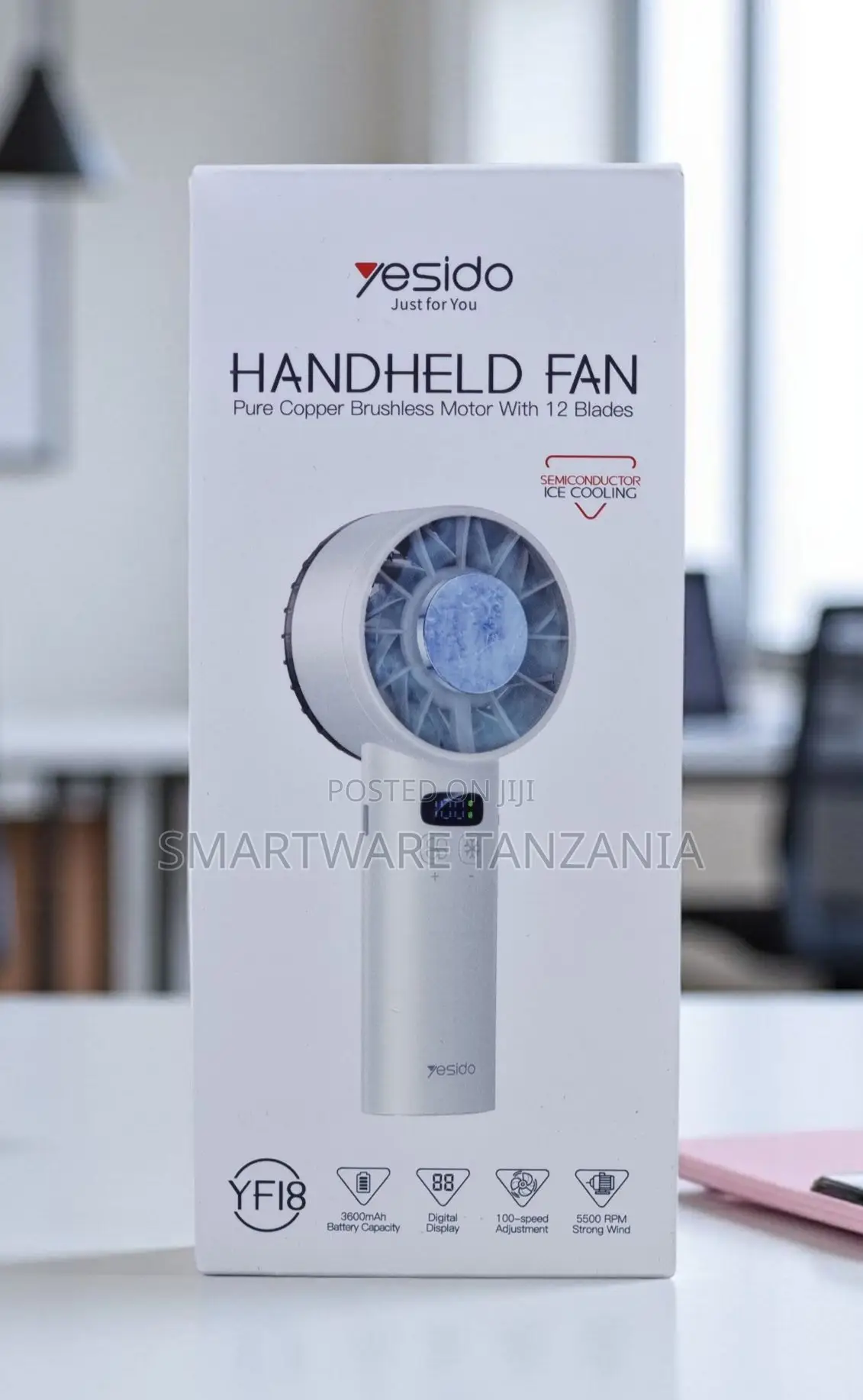 Yesido Yf18 Handheld Fan Ice Cooling 3600mah 100-Speed Control