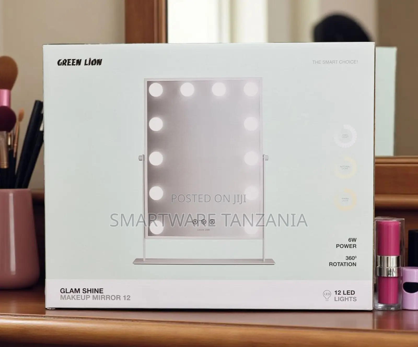 Green Lion Glam Shine Makeup Mirror 12 Led 360 Rotation 6w