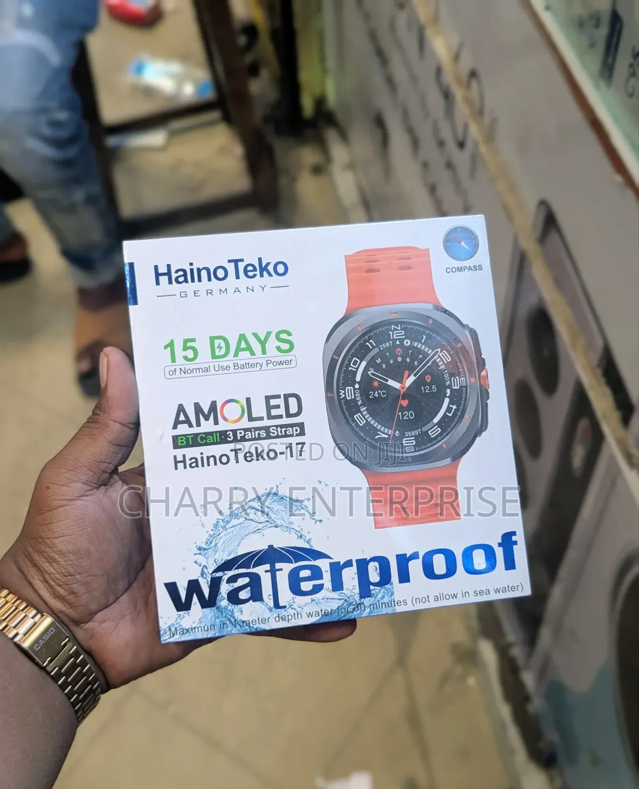 Hainoteko 17 Smart Watch Mikanda 3 Amoled Display Water Proof Compass
