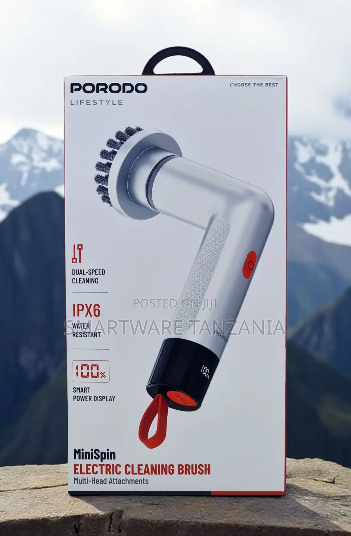 Porodo Minispin Electric Cleaning Brush Ipx6 Dual Speed Multi-Head