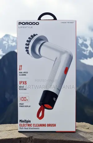 Porodo Minispin Electric Cleaning Brush Ipx6 Dual Speed Multi-Head