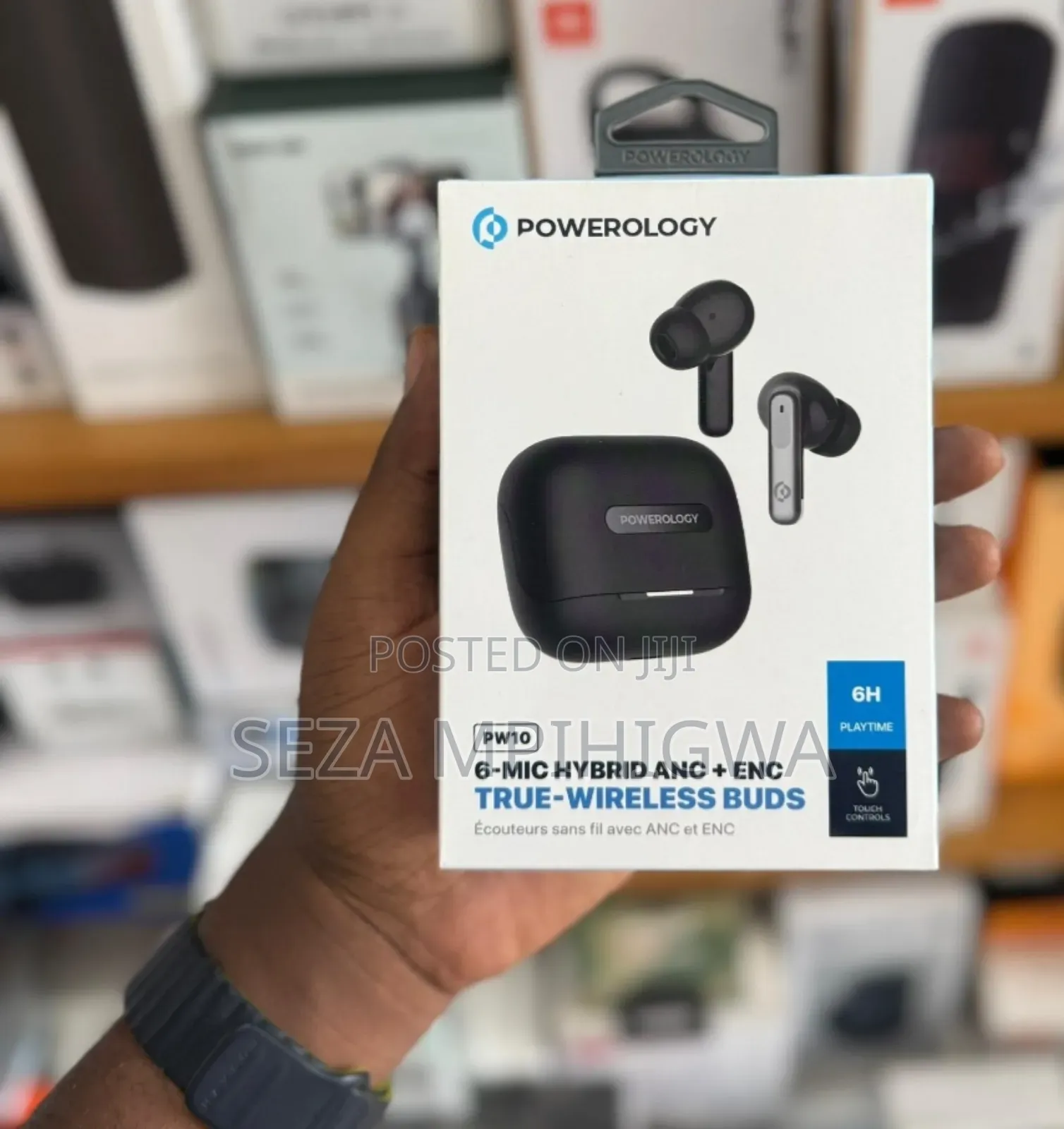 Powerology 6-Mic Hybrid Anc + Enc True-Wireless Buds