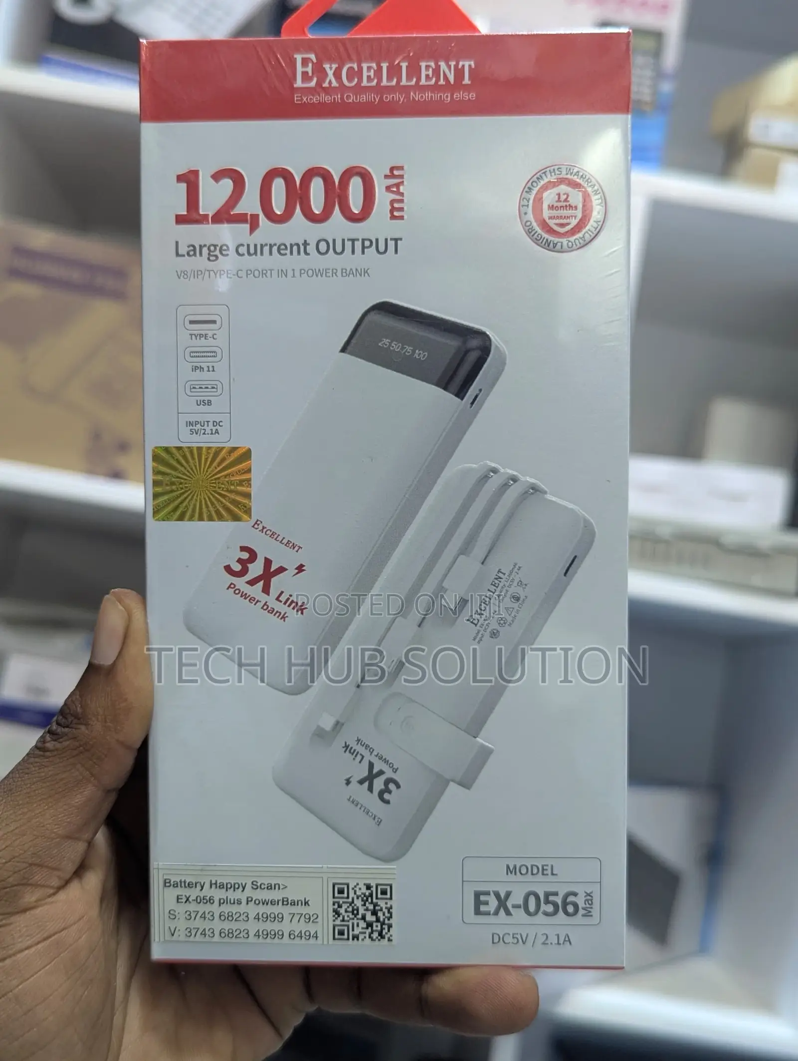 Excellent 12000mah Power Bank – Fast Charging