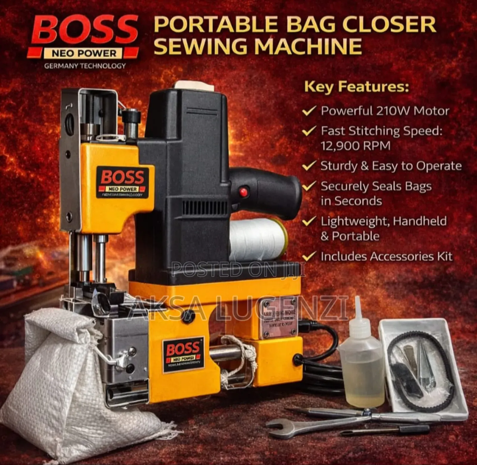 Boss Portable Bag Closer Sewing Machine – 210w