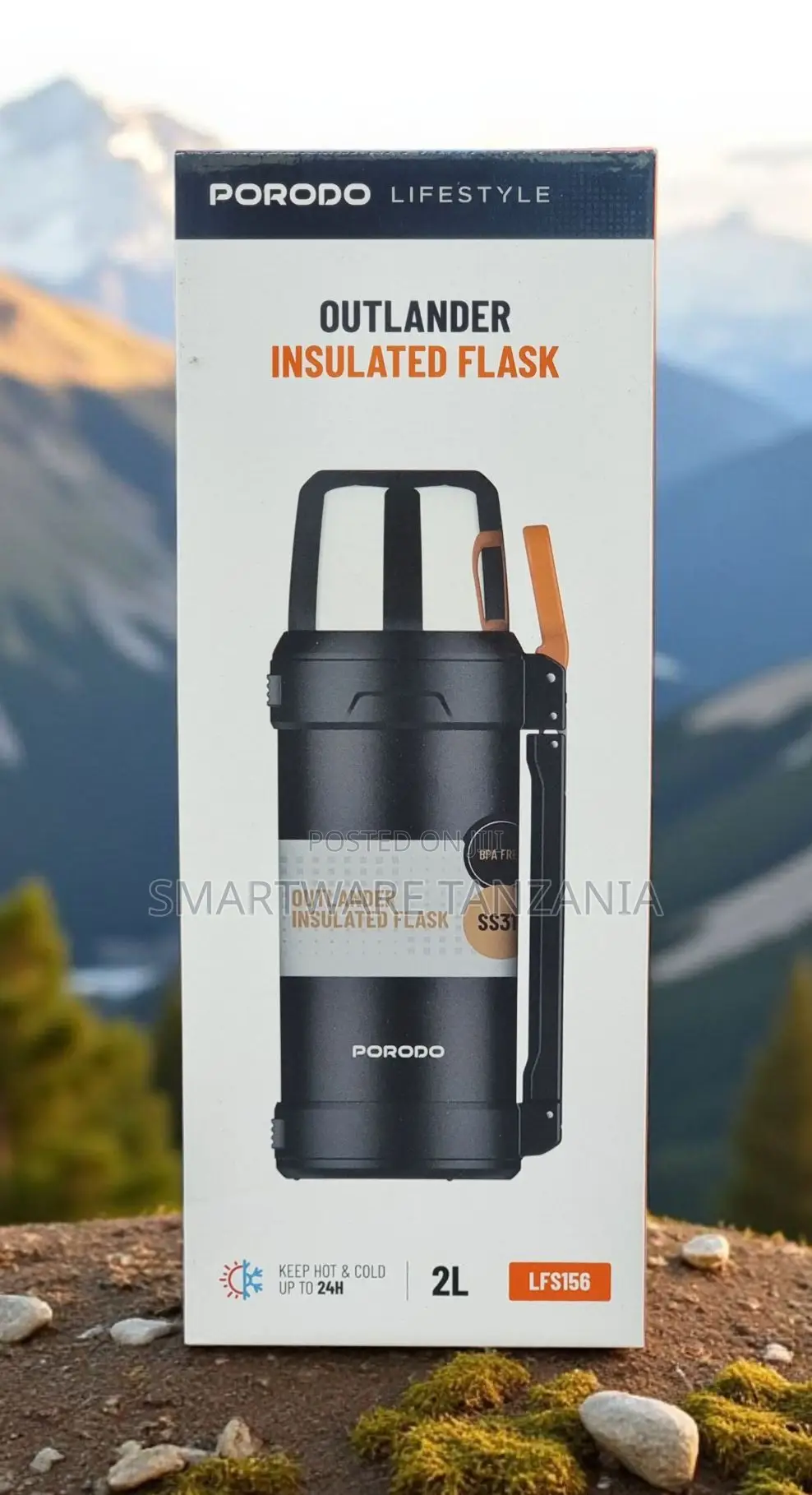 Porodo Outlander Insulated Flask 2l Ss316 Keep Hot Cold 24h Handle
