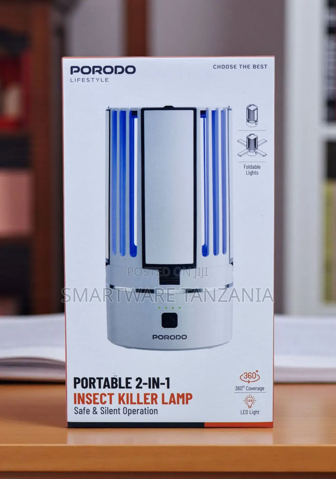 Porodo Portable 2-in-1 Insect Killer Lamp 360 Coverage Led Foldable