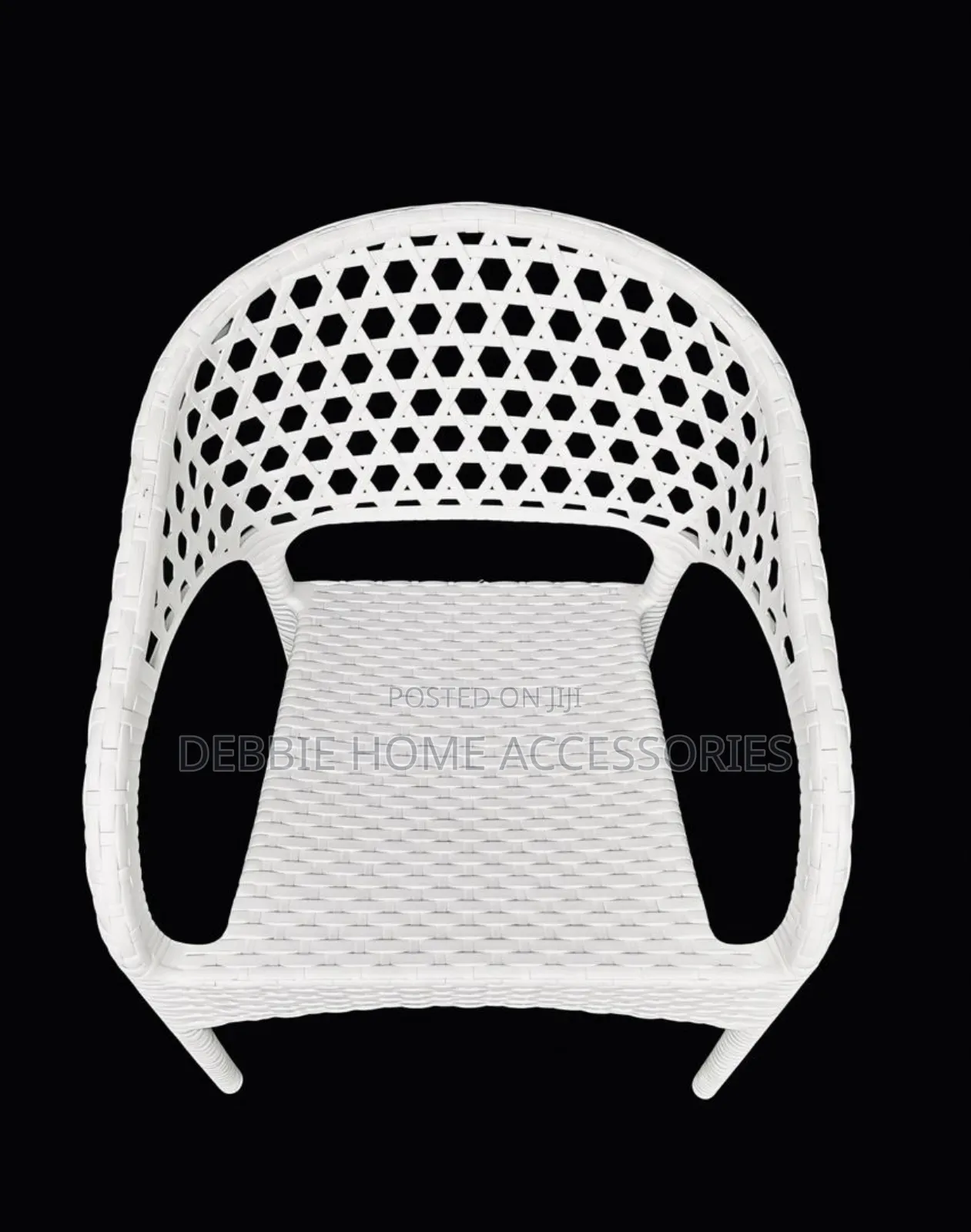Black Armchair Woven Rattan-Style Design