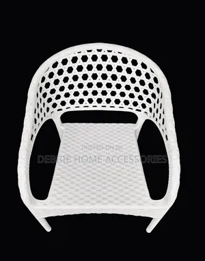 Black Armchair Woven Rattan-Style Design