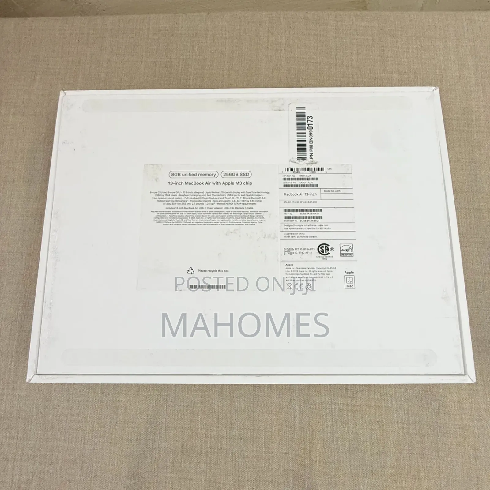 New Laptop Apple MacBook Air 2024 M3 13-inch 8GB Apple M3 SSD 512GB