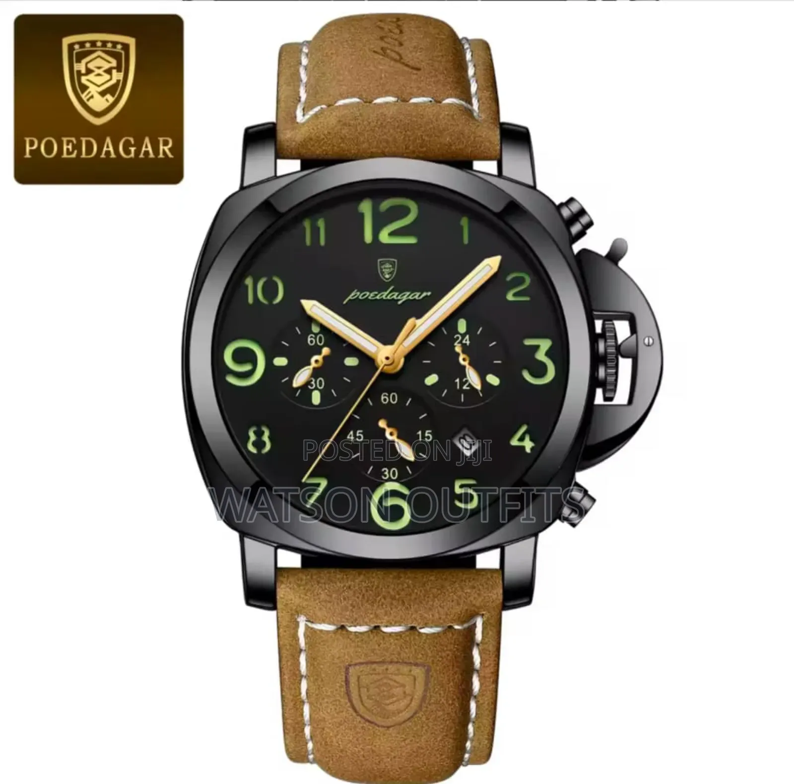 Poedagar Brand New Leather Straps Original Men's Watches