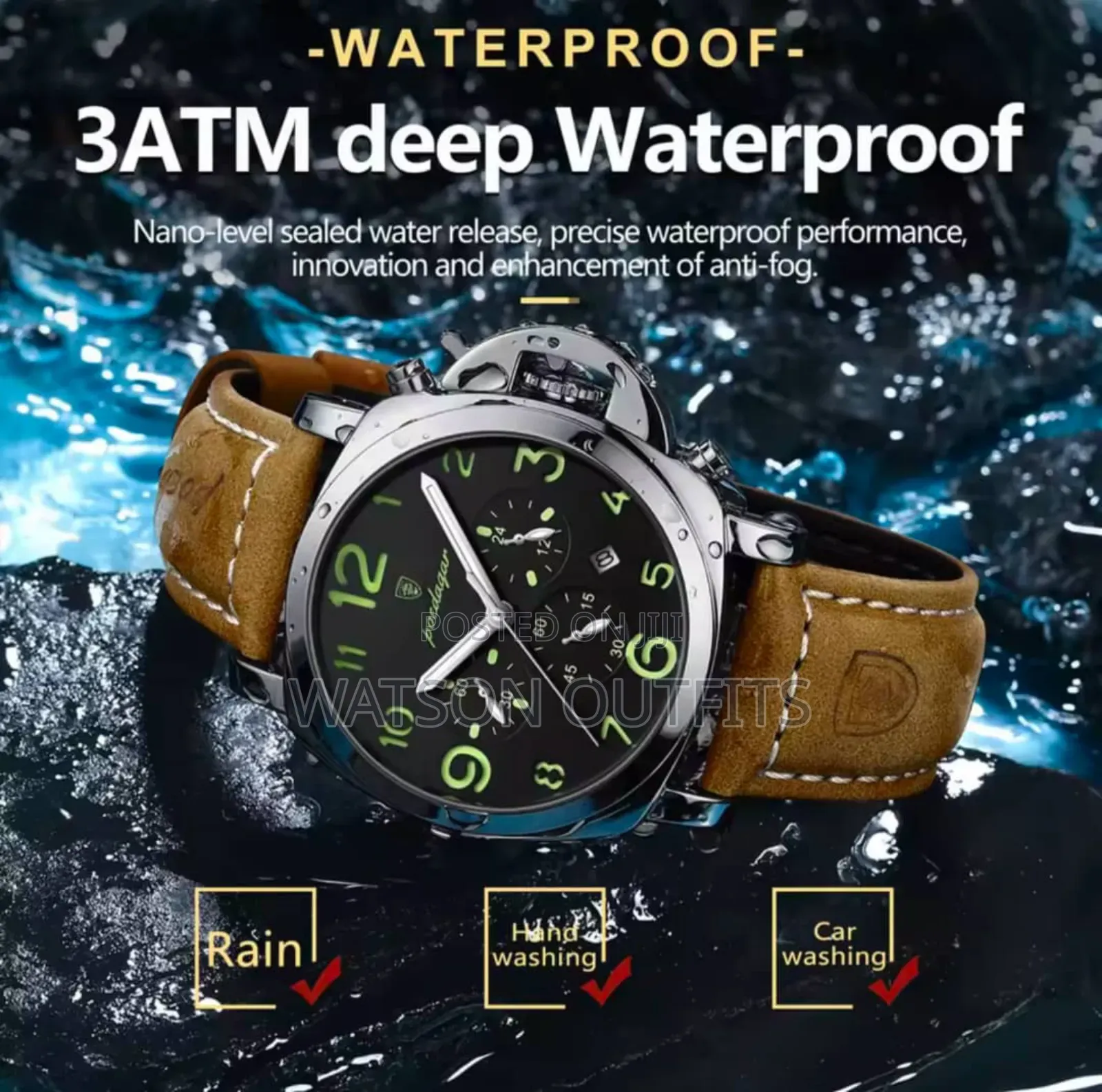 Poedagar Brand New Leather Straps Original Men's Watches