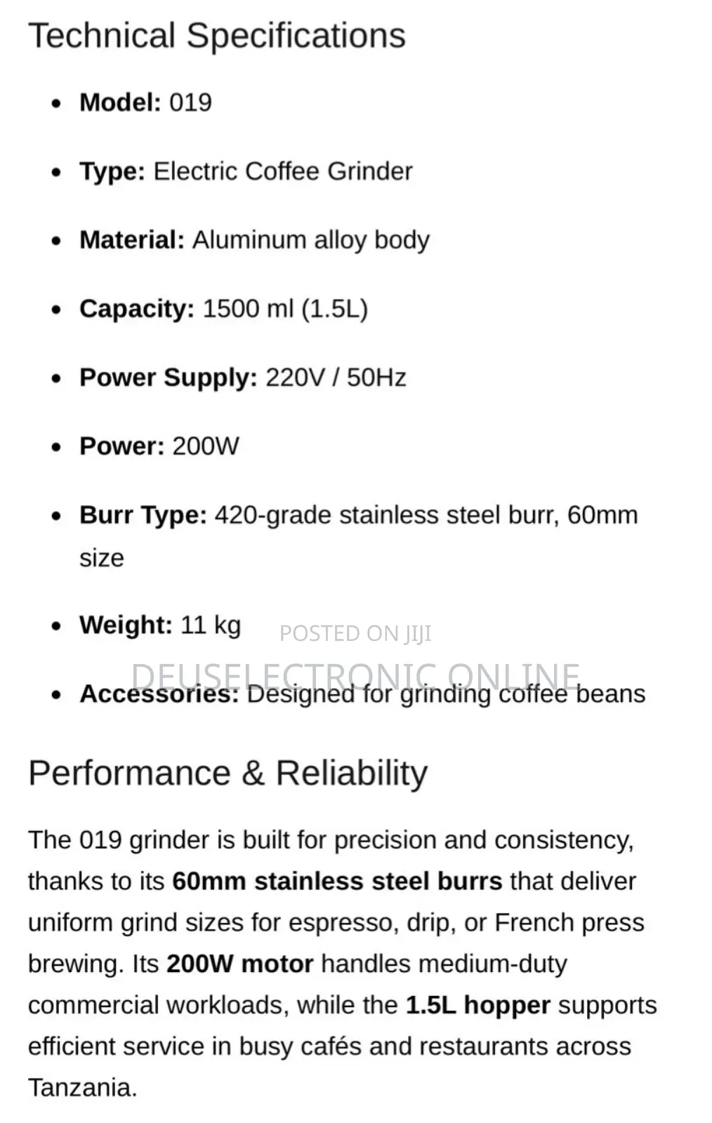 Electric Bean Mill With 60mm Burr_ Commercial Coffee Grinder