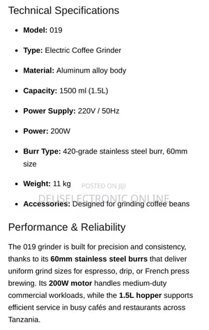 Electric Bean Mill With 60mm Burr_ Commercial Coffee Grinder