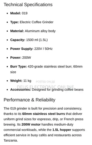 Electric Bean Mill With 60mm Burr_ Commercial Coffee Grinder