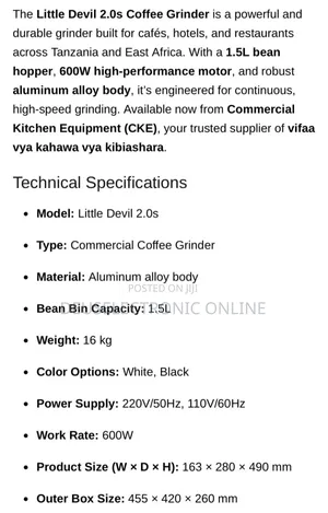 Little Devil 1.5l Commercial Coffee Grinder 600w High Power Bean Mill