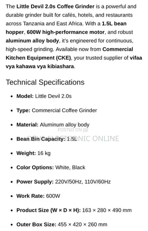 Little Devil 1.5l Commercial Coffee Grinder 600w High Power Bean Mill