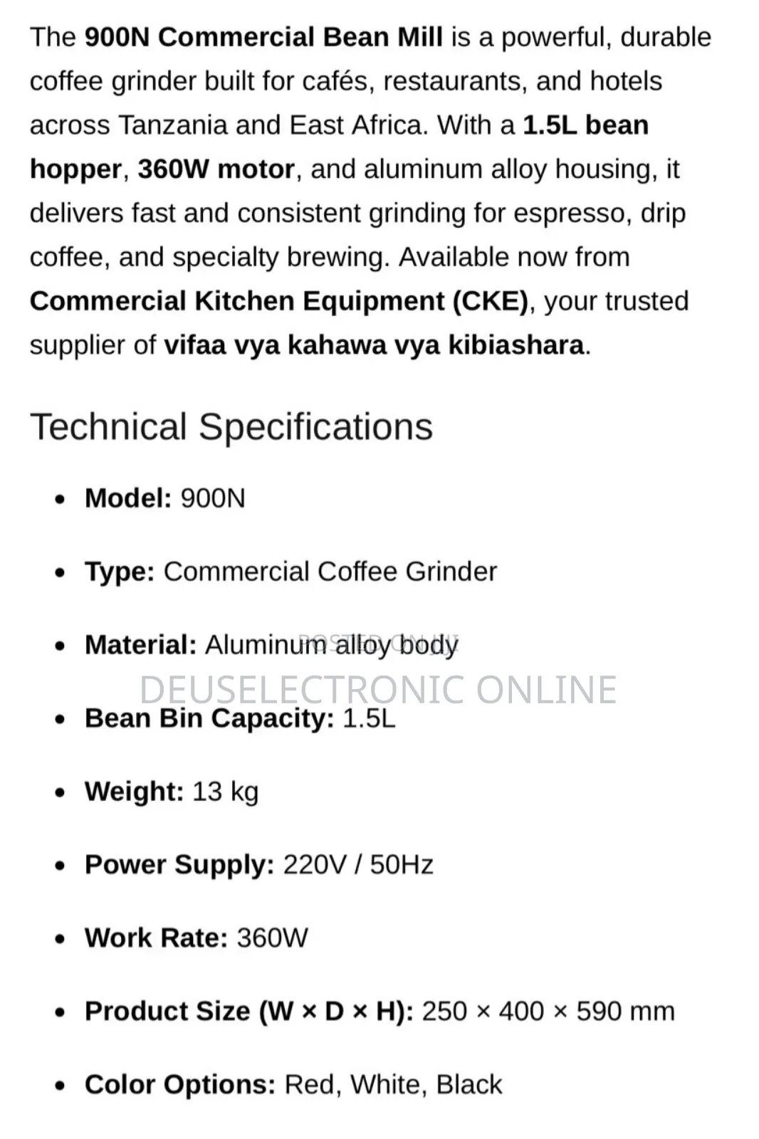 Coffee Grinder Commercial 1.5l 360wbean Mill for Cafes