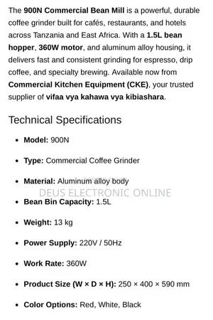 Coffee Grinder Commercial 1.5l 360wbean Mill for Cafes