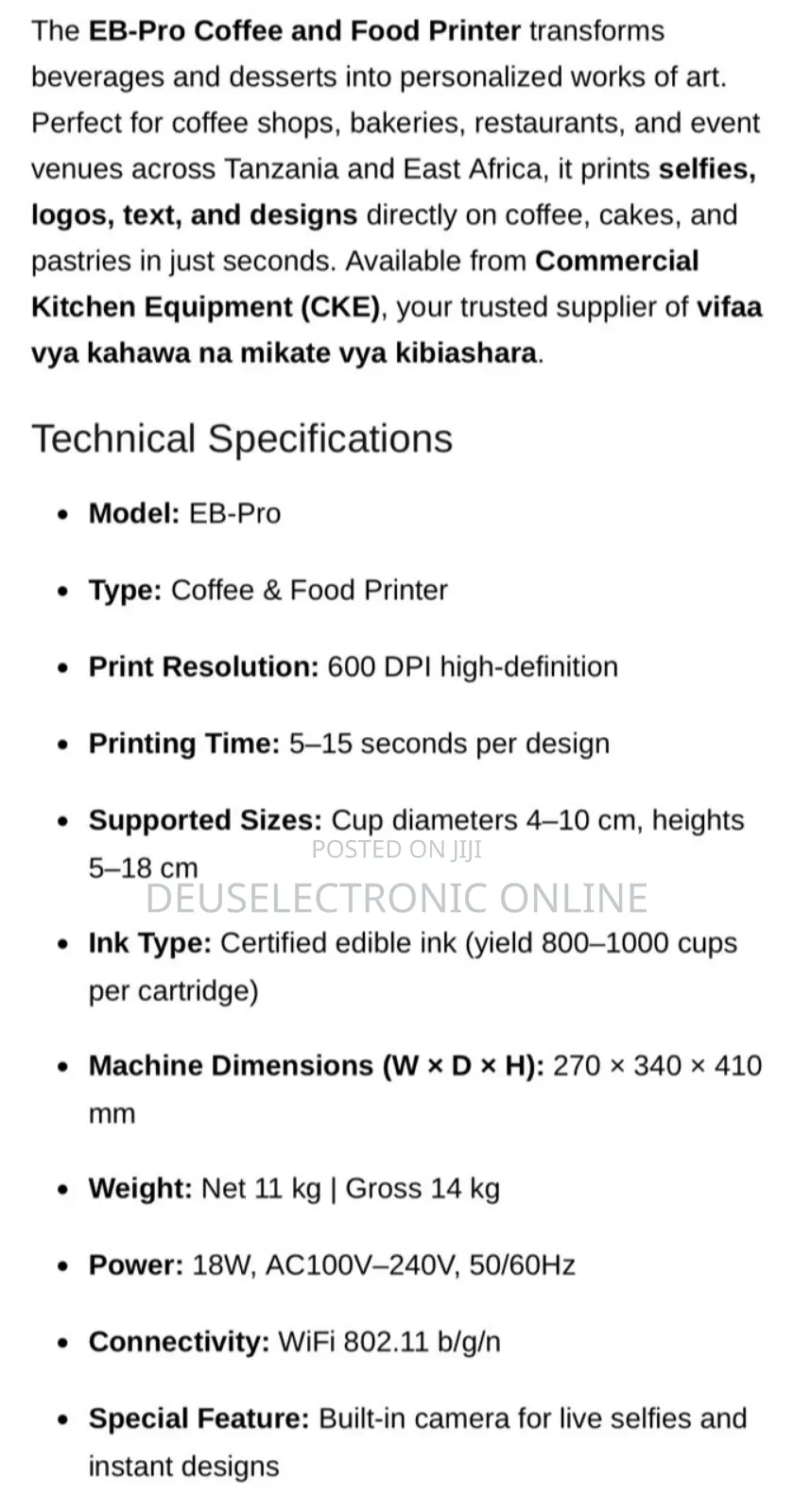 Eb_pro Coffee _Food Printers 600 Dpi Edible Ilk Customization Mashine