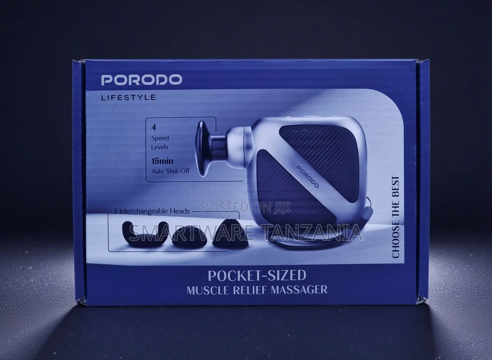 Porodo Pocket Sized Muscle Relief Massager 4 Speed 3 Heads 15min