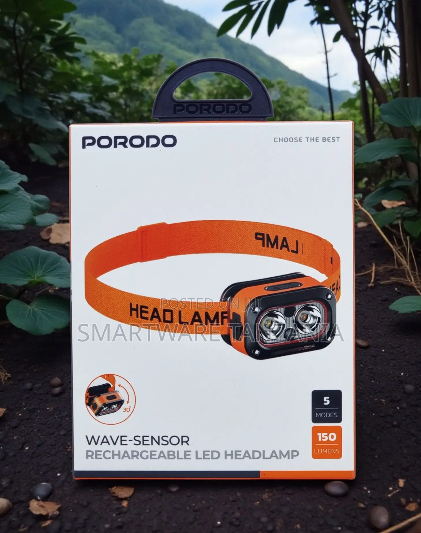 Porodo Wave Sensor Rechargeable Led Headlamp 150 Lumens 5 Modes
