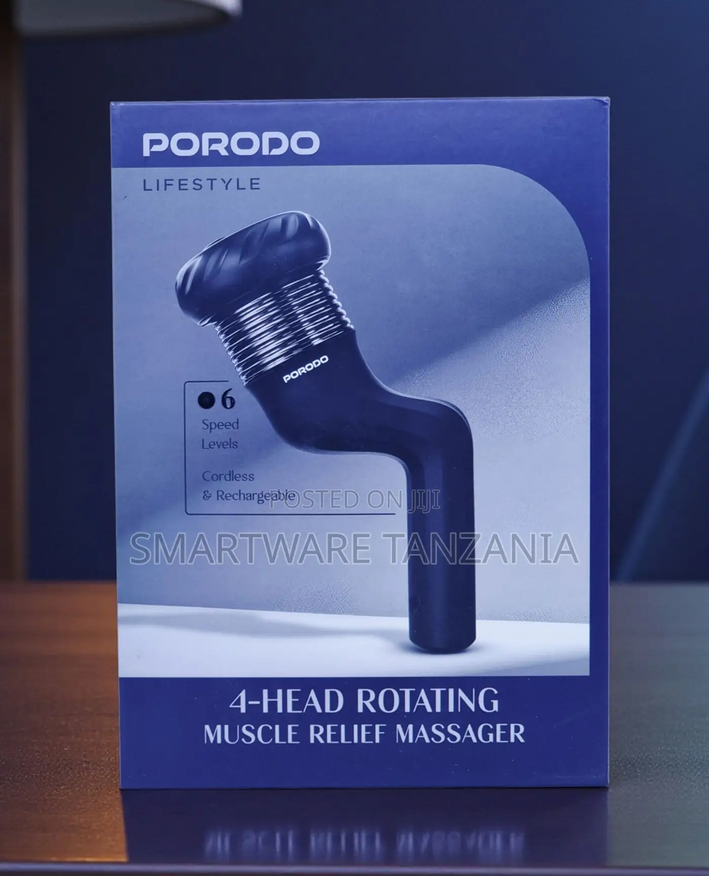 Porodo 4 Head Rotating Muscle Relief Massager 6 Speed Cordless