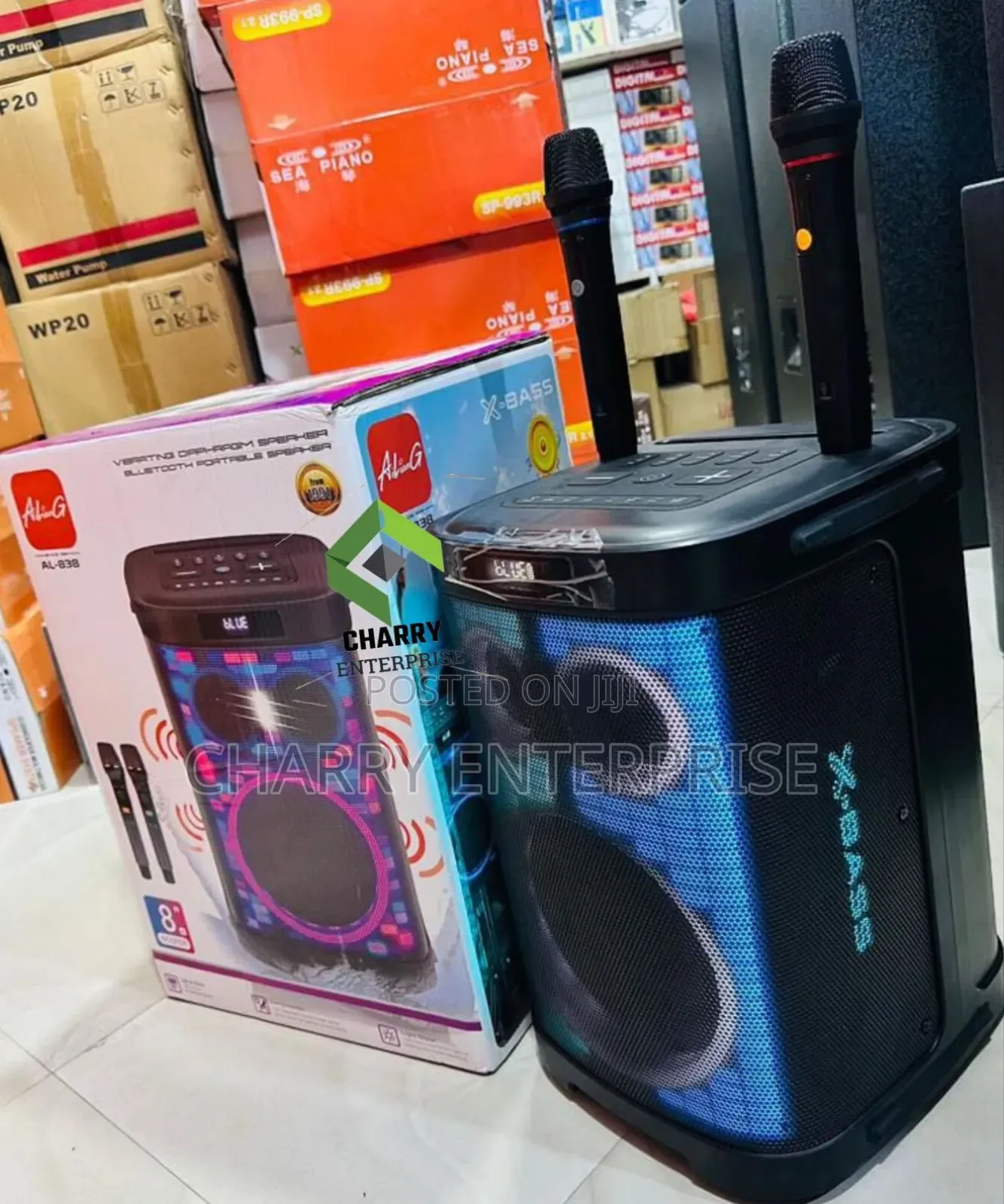 Boom Sound Ailian Rechargeble Speaker 2 Wireless Mic Kwa Biashara Etc