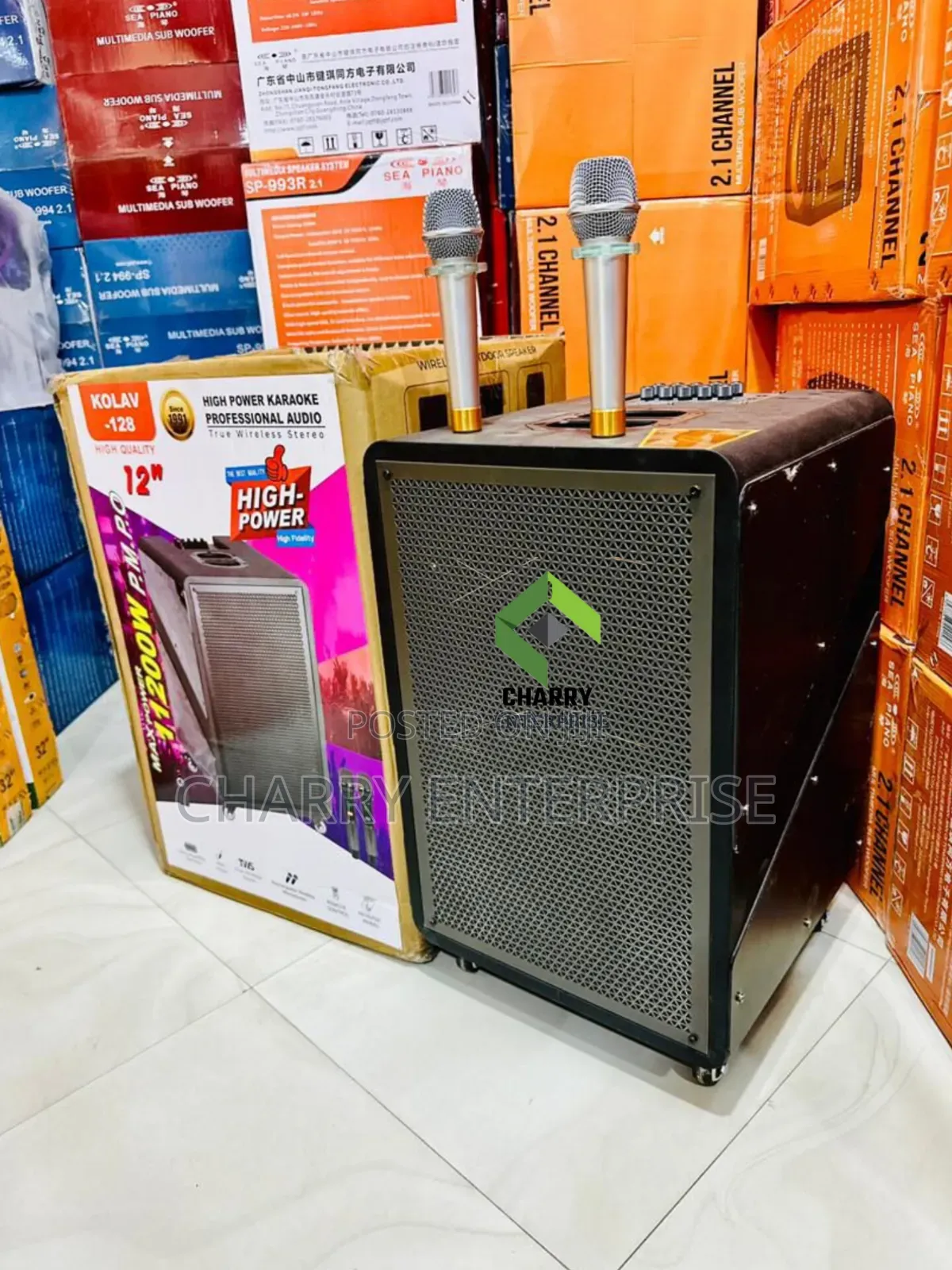 Kolav 11200w Pmpo Professional Rechargeble Speaker 2 Mic 12inch