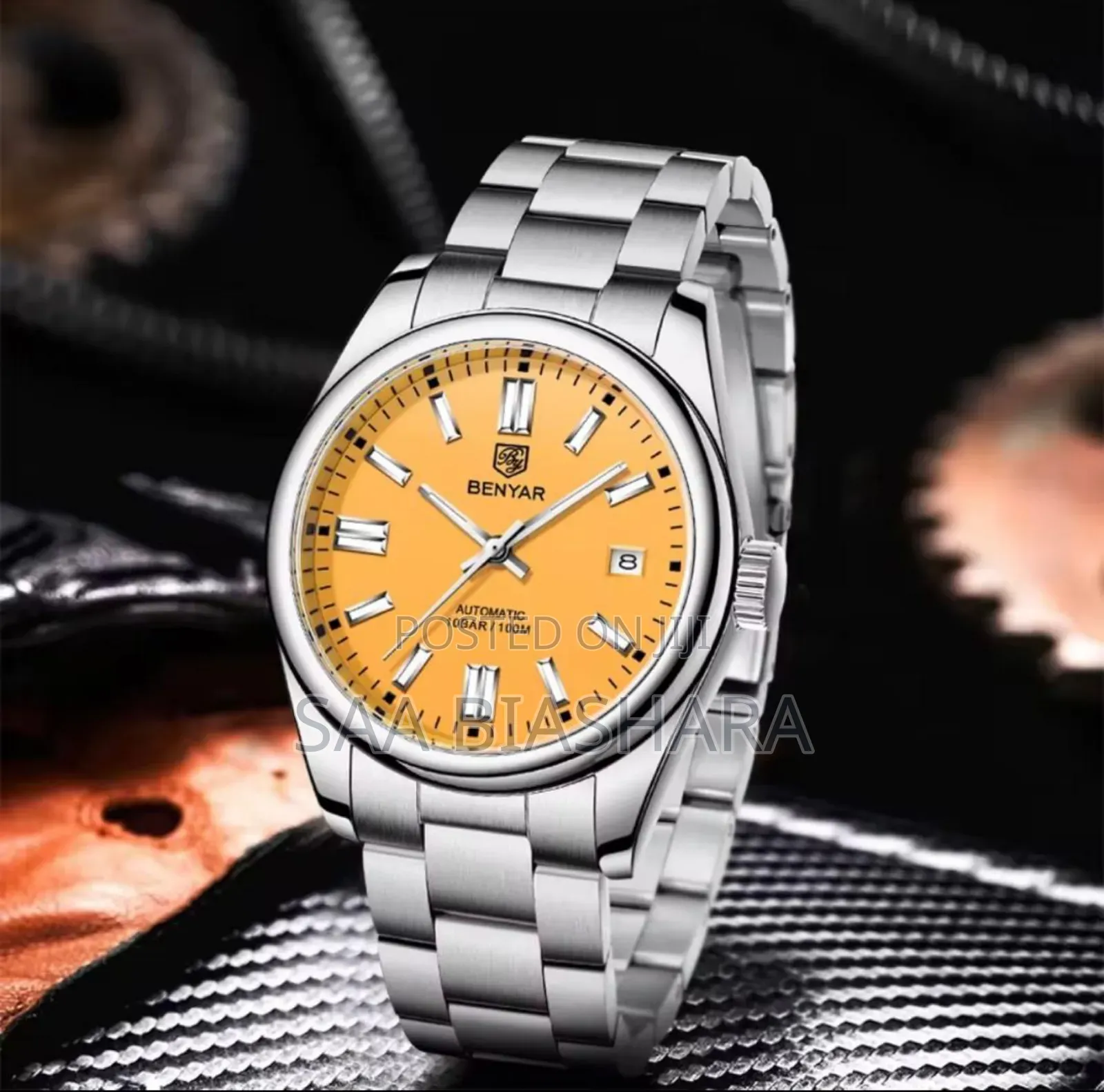 New Benyar Classic Mechanical Watch Silver and Yellow