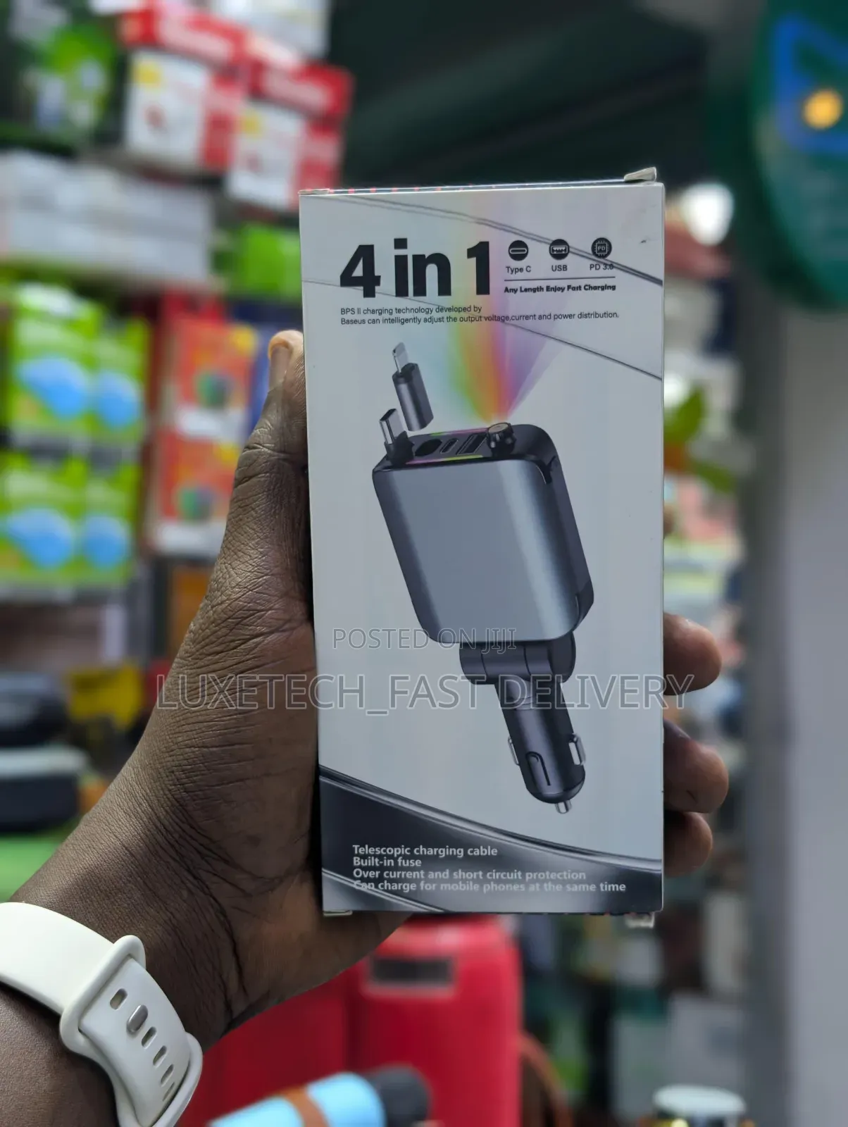 4-in-1 Retractable Car Charger