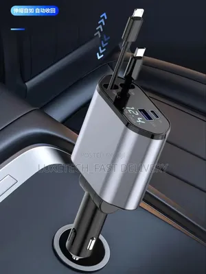 4-in-1 Retractable Car Charger With Led Screen