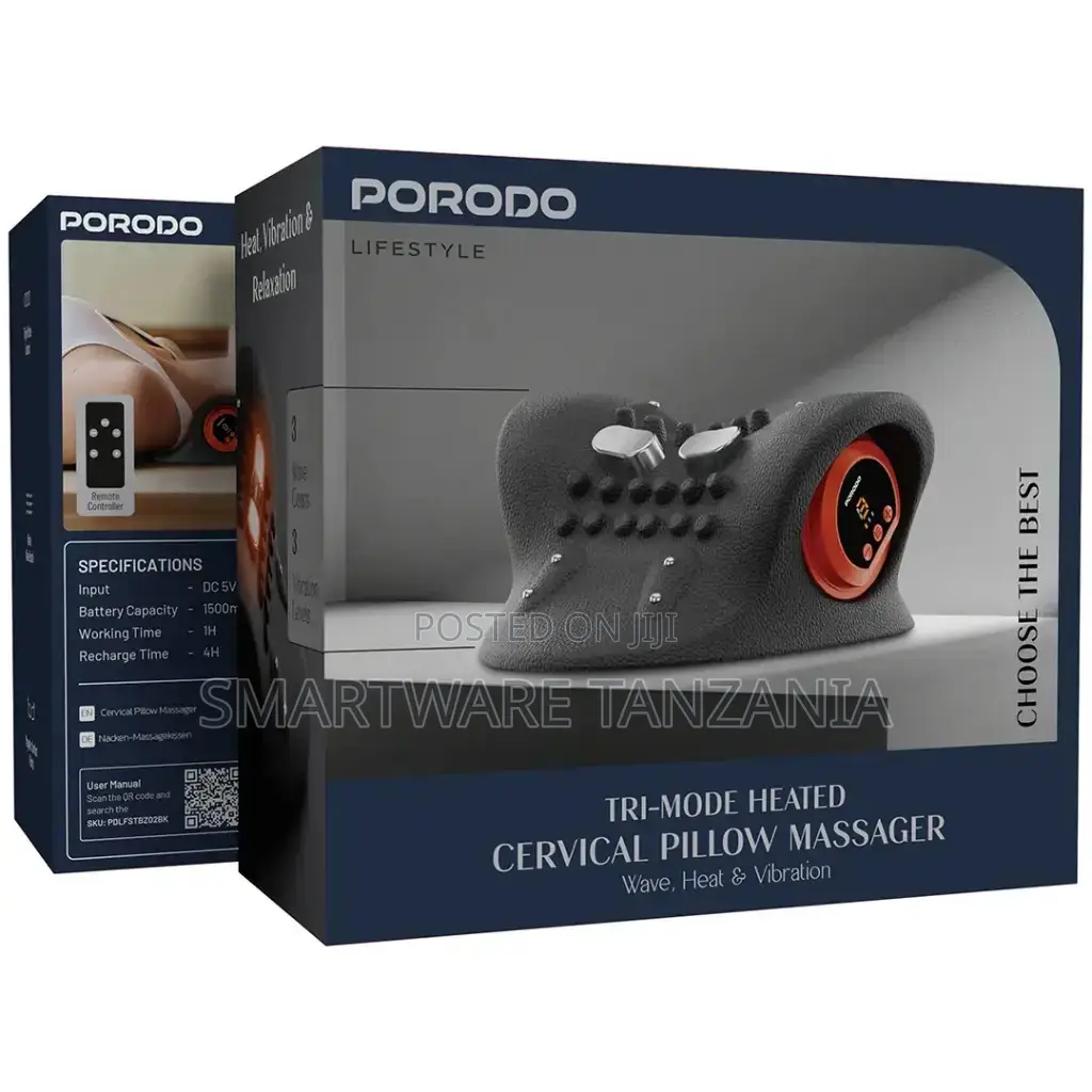 Porodo Lifestyle Tri-Mode Pillow Massager With Wave Heat Vibration