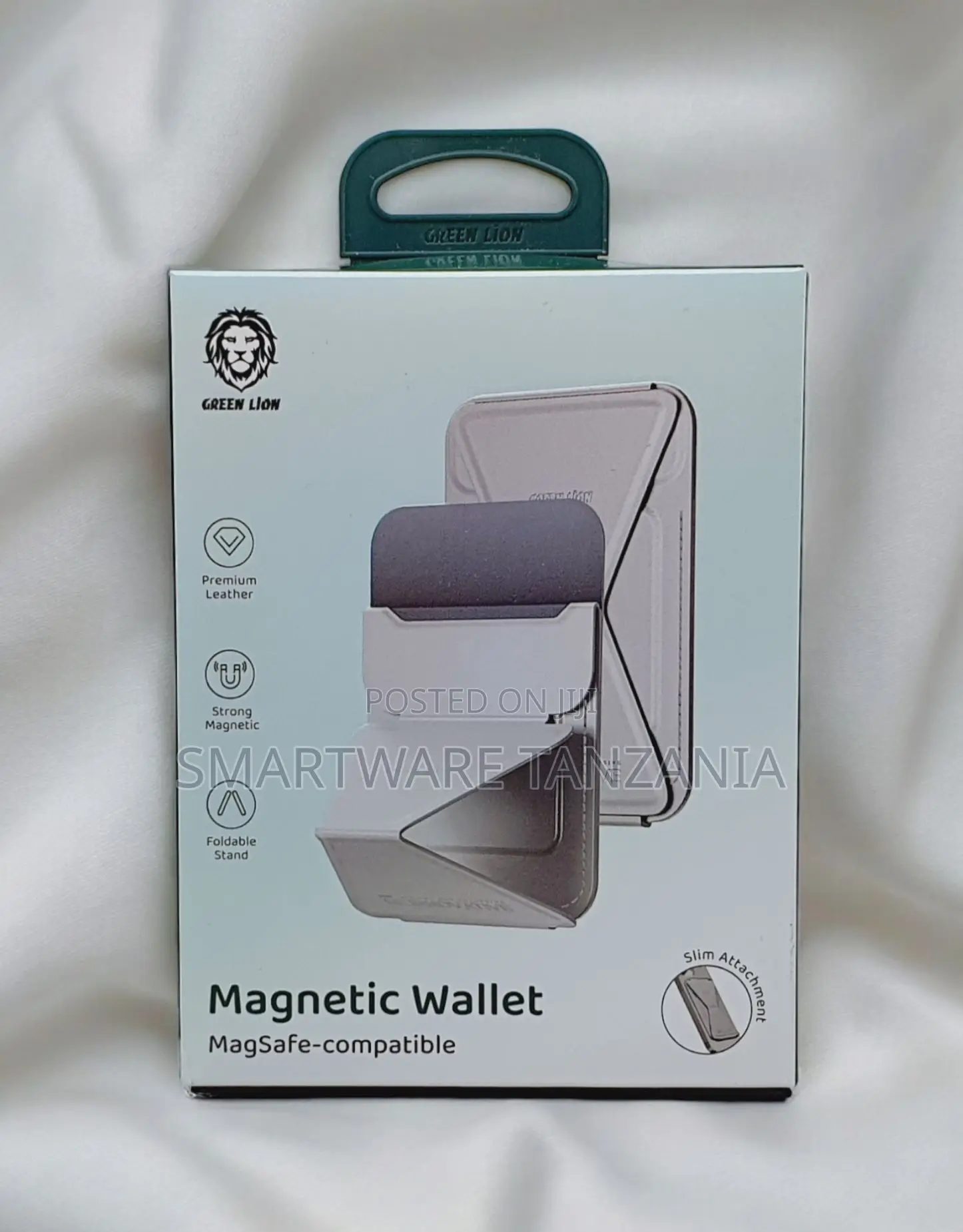 Green Lion Magsafe Leather Magnetic Wallet Stand White