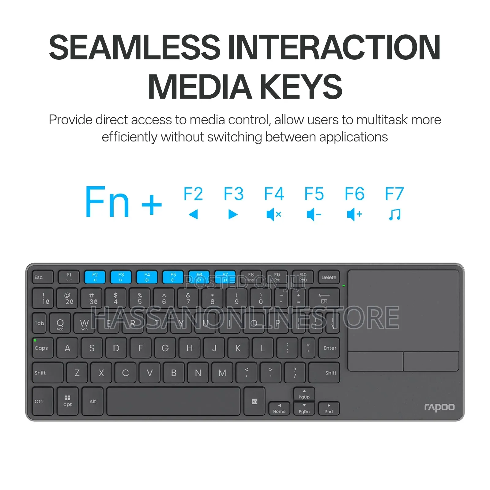 Rapoo E900t Portable Mini Wireless Keyboard With Touchpad - Black