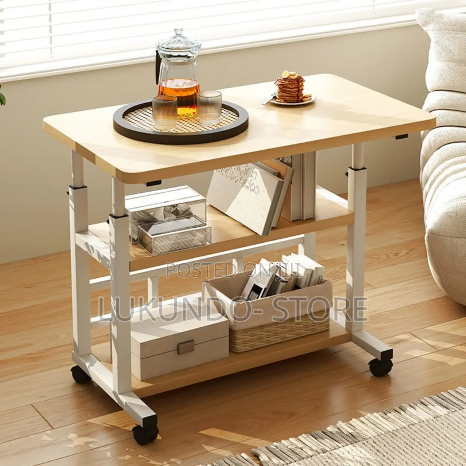 Adjustable Height Table With Wheeled 80*40cm