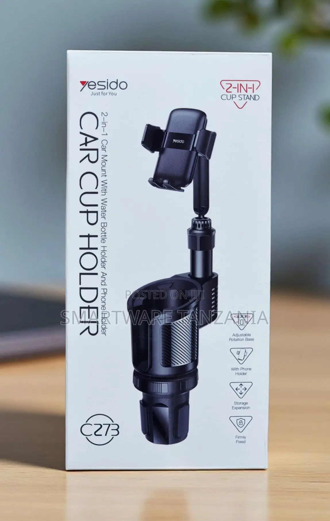 Yesido C273 2-in-1 Car Cup Holder With Phone Mount Stand