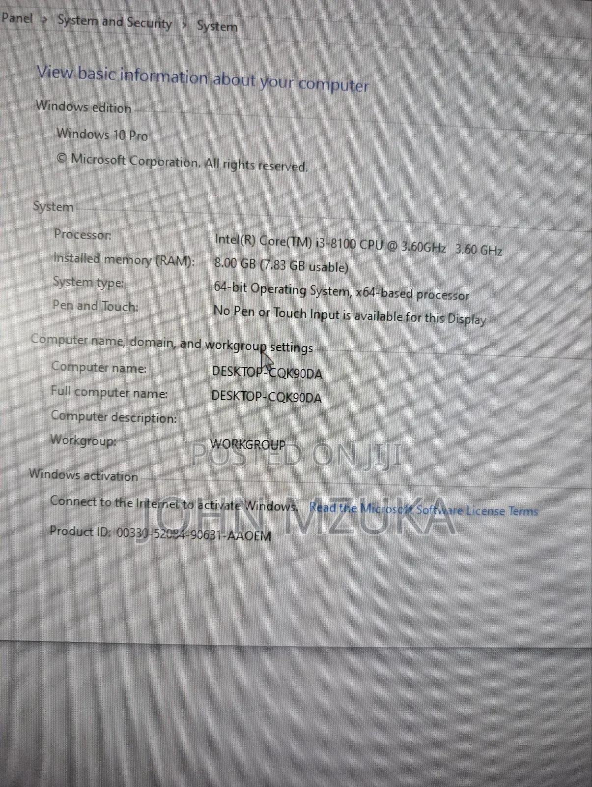 Desktop Computer Dell OptiPlex 3060 8GB Intel Core i3 HDD 500GB