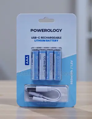Powerology Aaa Usb-C Rechargeable Lithium Battery 4-Pack 660mwh