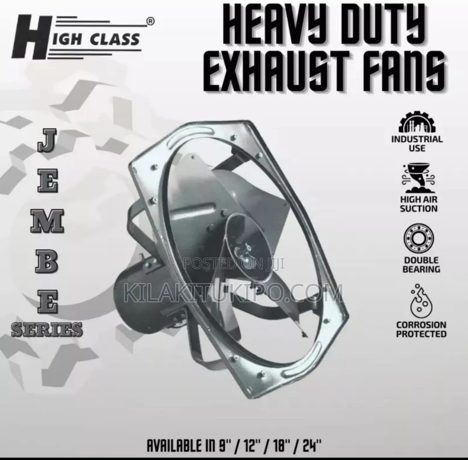 Heavy Duty Exhaust Fan Avaolable Inch 9, 12, 18, 24