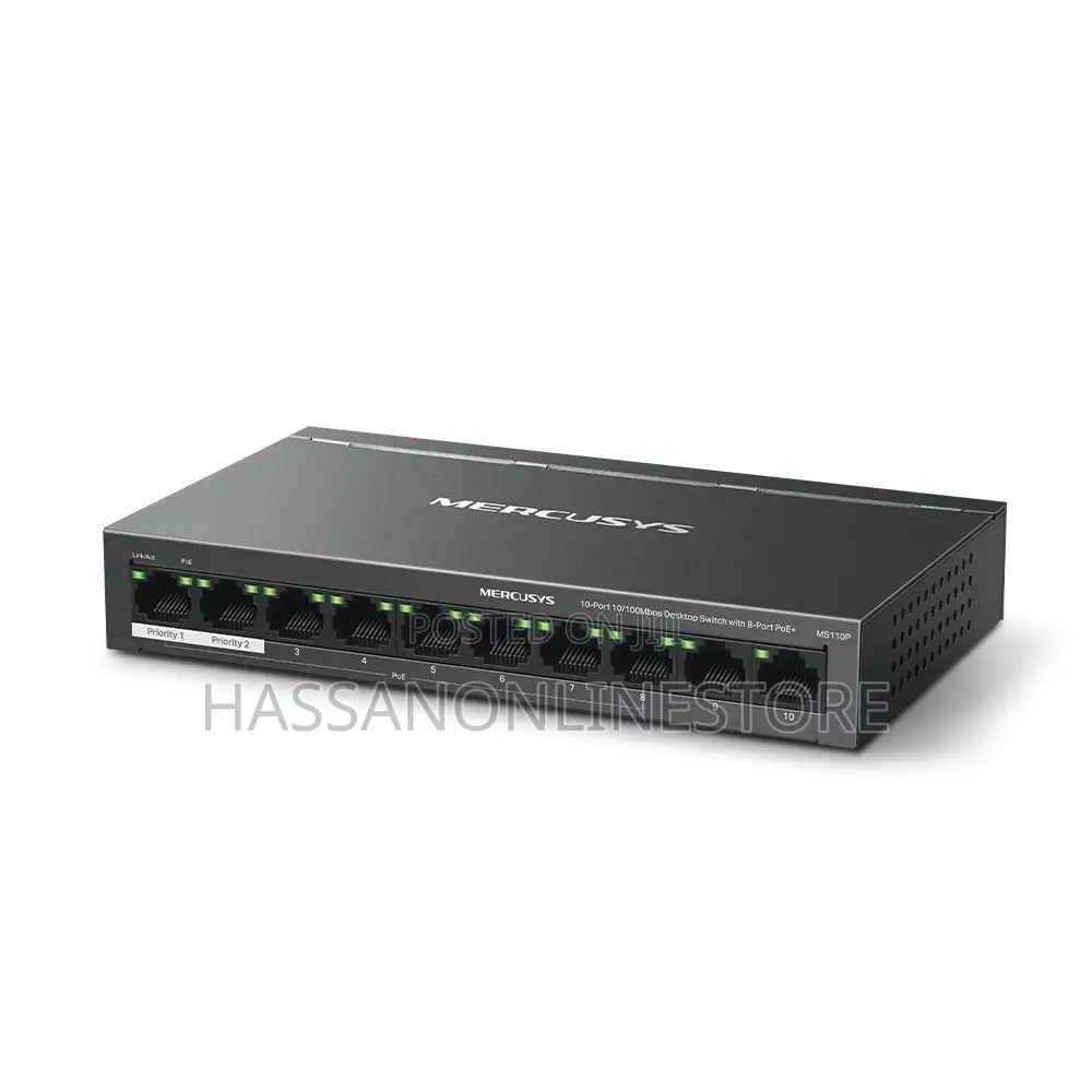 Mercuys Ms110p 10-Port 10/100mbps Desktop Switch With 8-Port Poe+