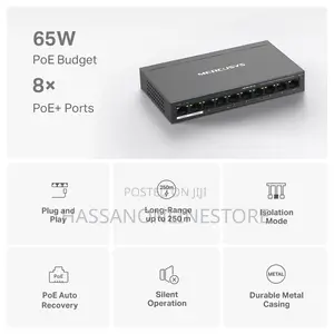 Mercuys Ms110p 10-Port 10/100mbps Desktop Switch With 8-Port Poe+