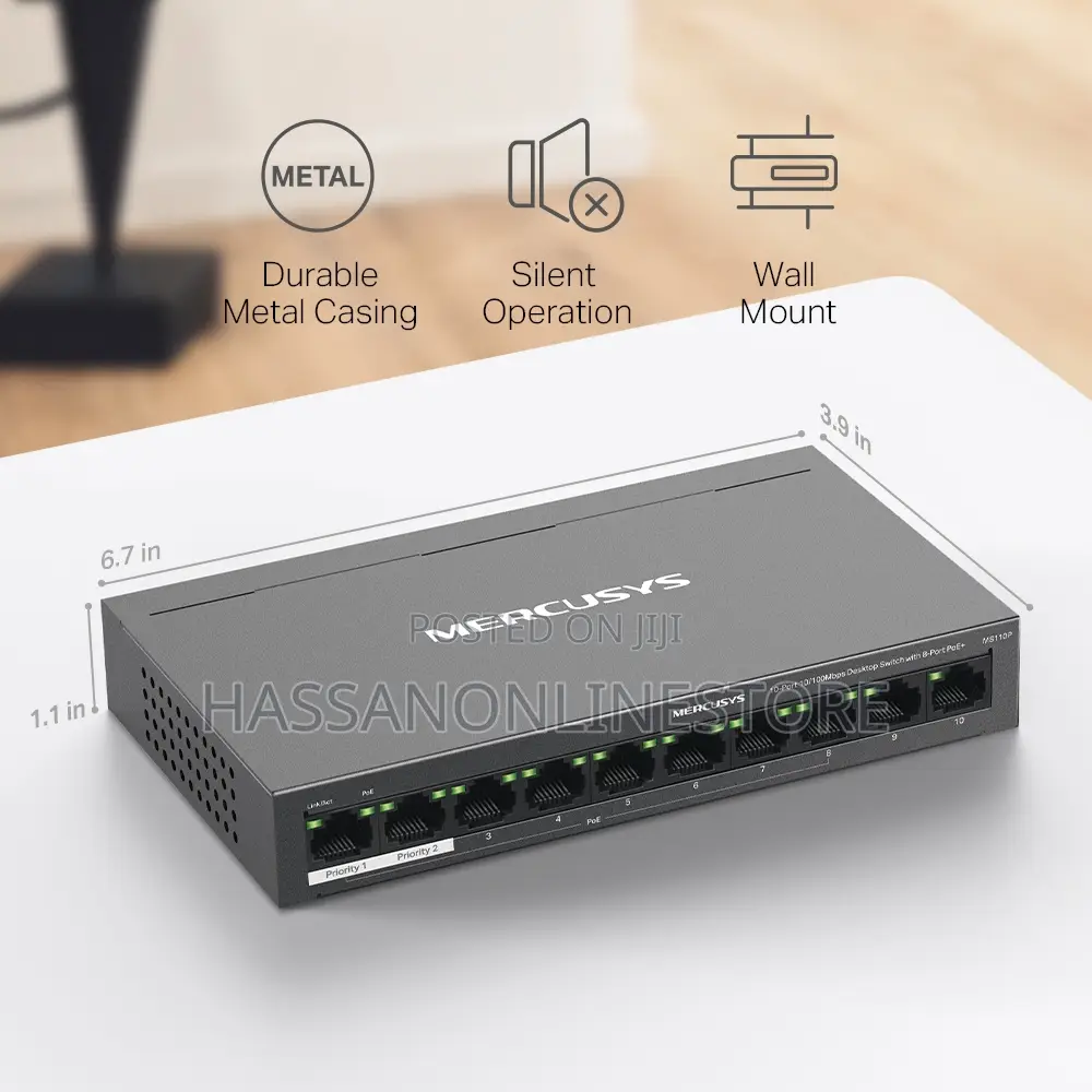 Mercuys Ms110p 10-Port 10/100mbps Desktop Switch With 8-Port Poe+
