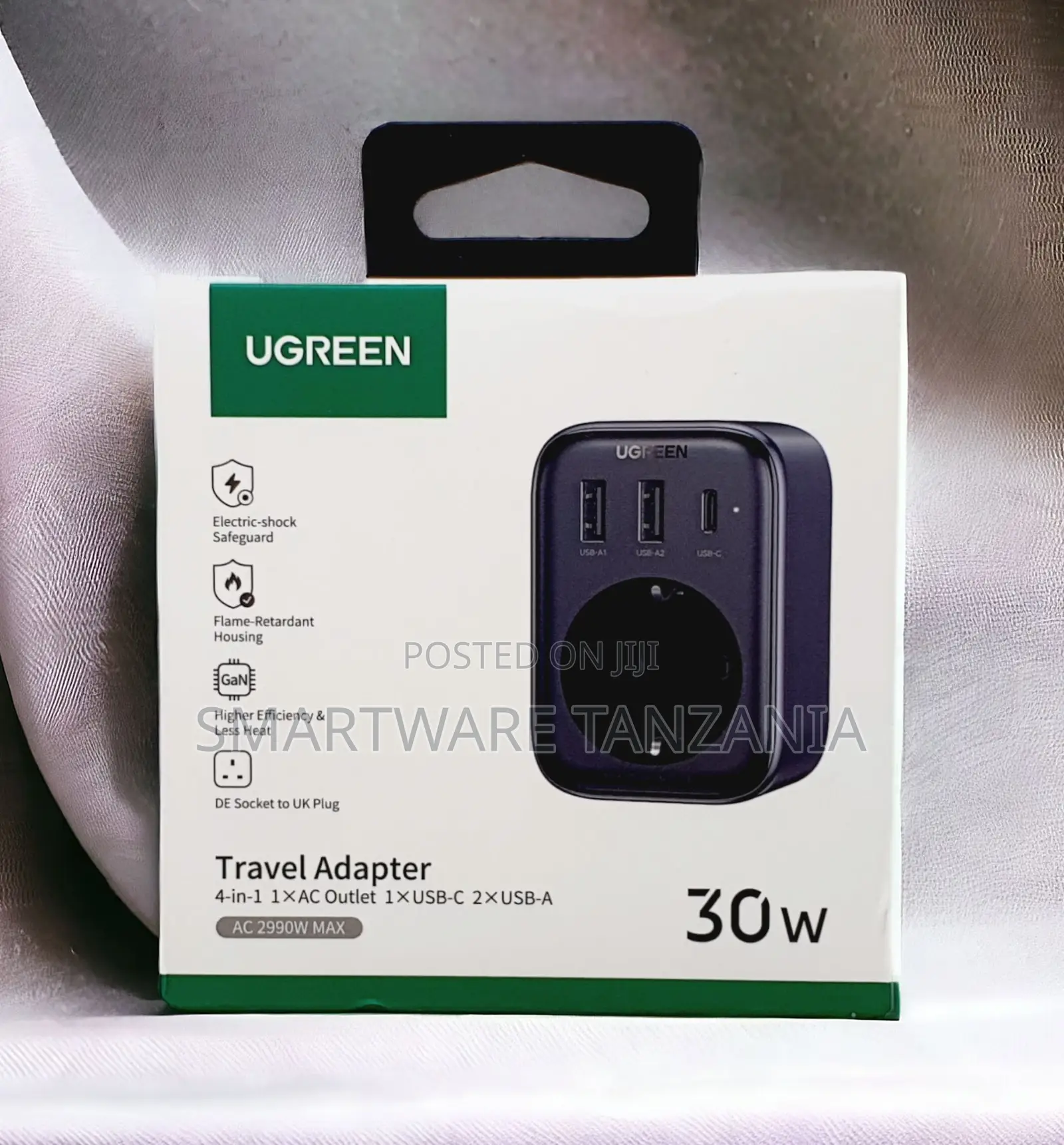Ugreen 30w Gan Travel Adapter De to Uk 4-in-1 Usb-C Usb-A