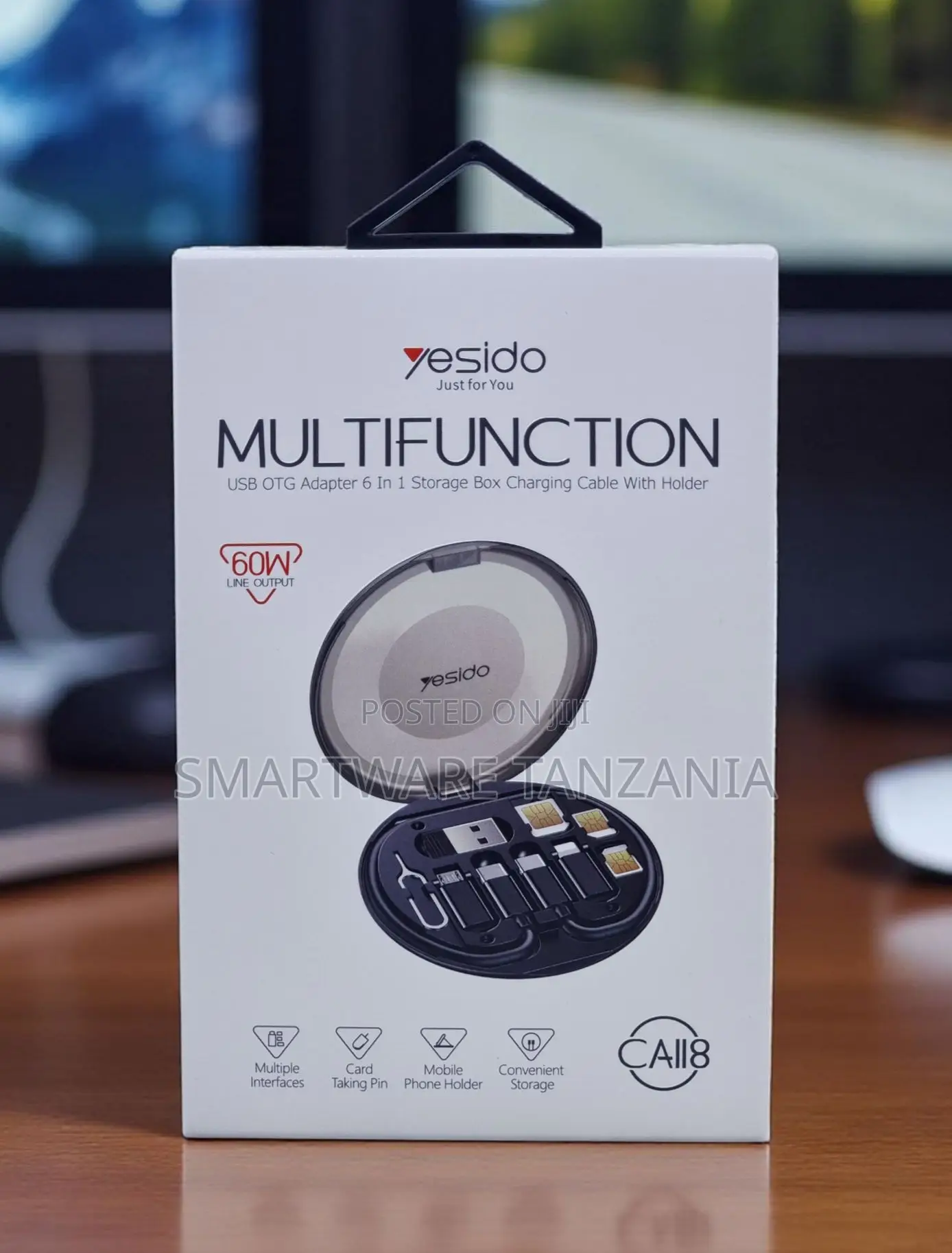 Yesido Ca118 6-in-1 Otg Storage Box 60w Charging Cable Holder