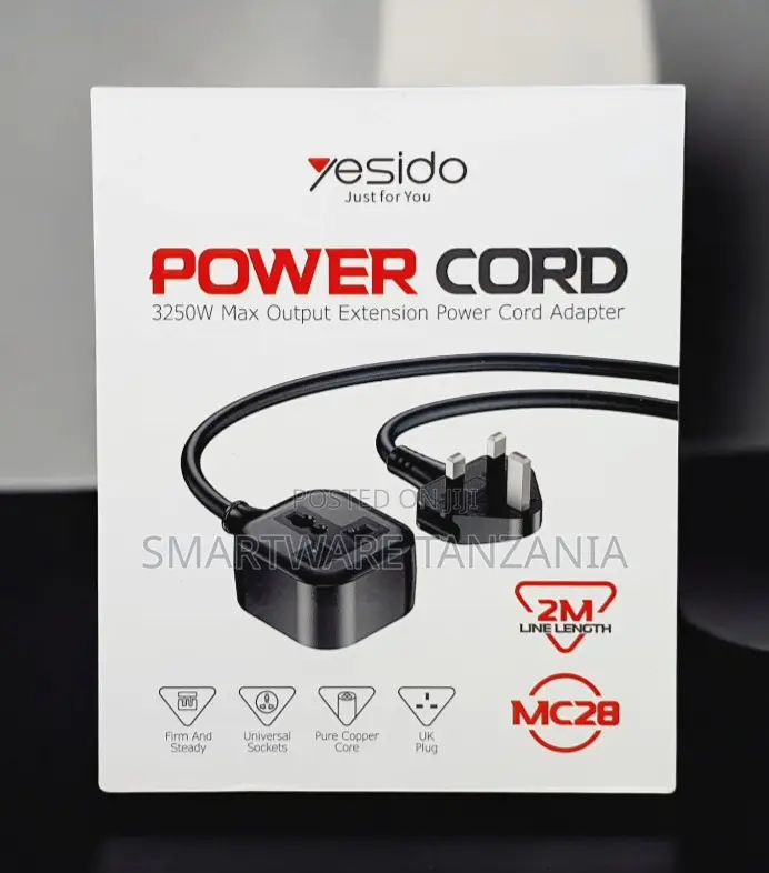 Yesido Mc28 Extension Power Cord 3250w 2m Uk Plug Universal
